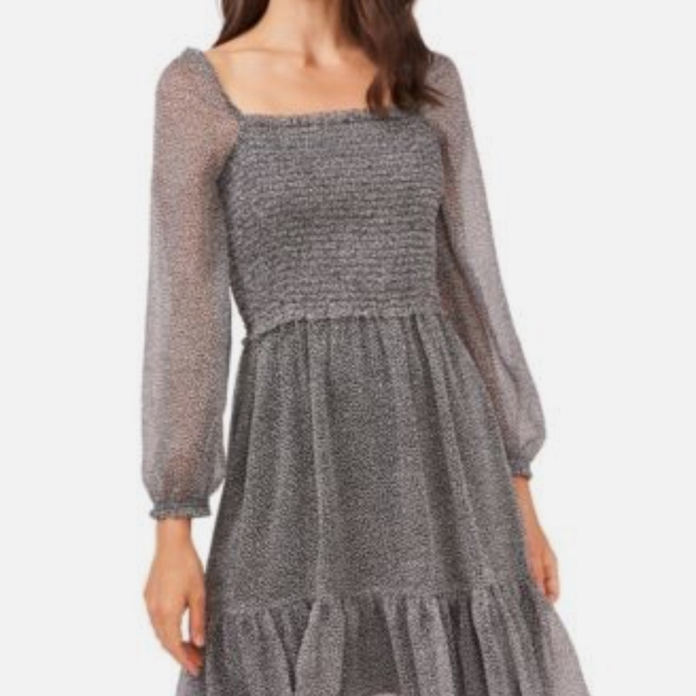 Elegant Black Sheer Sleeve Dress- MSK Petite - Picture 6 of 6